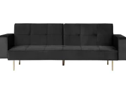 Beliani 3-Istuttava Vuodesohva Sametti Musta Visnes Clearance