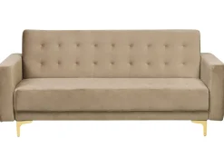 Beliani 3-Istuttava Vuodesohva Sametti Hiekanruskea Aberdeen Fashion