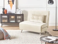 Beliani 1-Istuttava Vuodesohva Sametti Kermanvalkoinen Farris Online