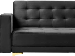 Beliani 3-Istuttava Vuodesohva Sametti Musta Aberdeen Clearance