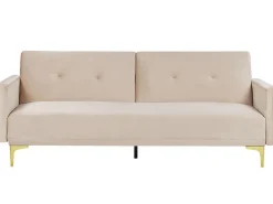Beliani 3-Istuttava Vuodesohva Sametti Beige Lucan Flash Sale