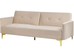 Beliani 3-Istuttava Vuodesohva Sametti Beige Lucan Flash Sale