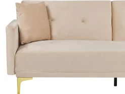 Beliani 3-Istuttava Vuodesohva Sametti Beige Lucan Flash Sale