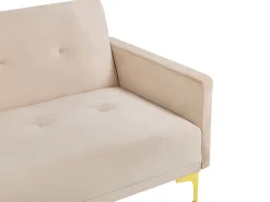 Beliani 3-Istuttava Vuodesohva Sametti Beige Lucan Flash Sale