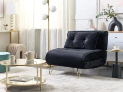 Beliani 1-Istuttava Vuodesohva Sametti Musta Vestfold Store