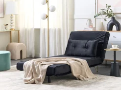 Beliani 1-Istuttava Vuodesohva Sametti Musta Vestfold Store