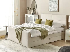 Beliani Jenkkisanky Kangas Säilytystila Vaalea Beige 160 X 200 Cm Aristocrat Clearance