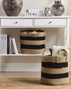 Beliani Juuttikori Beige/Musta 34 Cm 2 Kpl Gerede Flash Sale