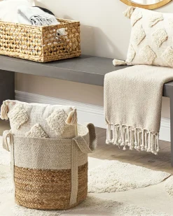 Beliani Juuttikori Beige/Valkoinen 35 Cm Sonipat Clearance