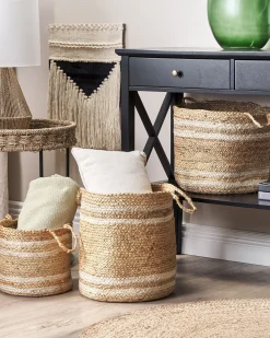 Beliani Juuttikori Luonnonvari/Beige 3 Kpl Zhob Cheap