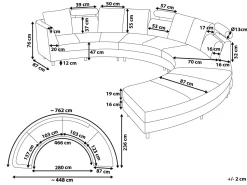 Beliani Kaareva Vaaleanharmaa 7-Istuttava Samettisohva Rotunde Online