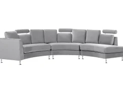 Beliani Kaareva Vaaleanharmaa 7-Istuttava Samettisohva Rotunde Online