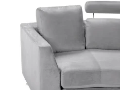 Beliani Kaareva Vaaleanharmaa 7-Istuttava Samettisohva Rotunde Online