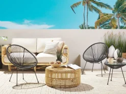 Beliani Kalustesetti Musta Poyta Ja 2 Tuolia Acapulco Ii Clearance