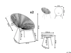 Beliani Kalustesetti Musta Poyta Ja 2 Tuolia Acapulco Ii Clearance