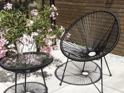 Beliani Kalustesetti Musta Poyta Ja 2 Tuolia Acapulco Ii Clearance