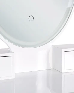 Beliani Kampauspoyta 3 Laatikkoa Led-Peili Jakkara Valkoinen/Kulta Rosey Clearance