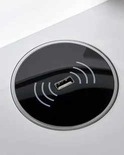 Beliani Kampauspoyta 4 Laatikkoa Led-Peili Usb-Portti Jakkara Valkoinen/Musta Soye Fashion