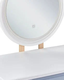 Beliani Kampauspoyta 2 Laatikkoa Led-Peili Jakkara Valkoinen/Harmaa Josselin Sale