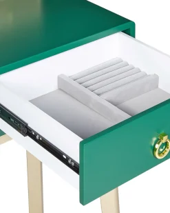 Beliani Kampauspoyta 4 Laatikkoa Led-Peili Jakkara Smaragdinvihrea/Kulta Fedry Outlet