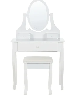 Beliani Kampauspoyta 3 Laatikkoa Peili Jakkara Valkoinen Astre Sale