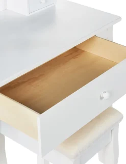 Beliani Kampauspoyta 3 Laatikkoa Peili Jakkara Valkoinen Astre Sale