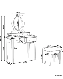 Beliani Kampauspoyta 4 Laatikkoa Peili Jakkara Valkoinen Lune Cheap