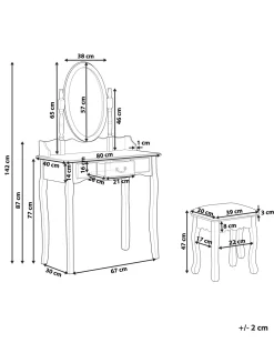 Beliani Kampauspoyta Laatikko Peili Jakkara Valkoinen Soleil Cheap