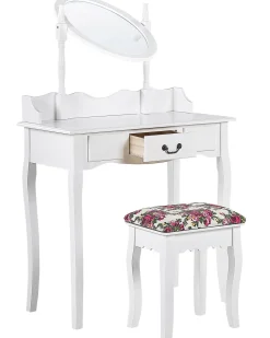 Beliani Kampauspoyta Laatikko Peili Jakkara Valkoinen Soleil Cheap