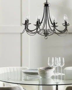 Beliani Kattokruunu 8 Polttimoa Metalli Musta Teesta Clearance