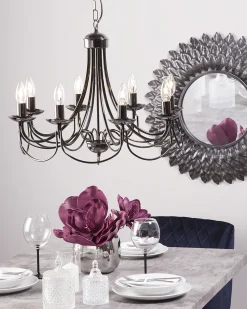 Beliani Kattokruunu 8 Polttimoa Metalli Musta Teesta Clearance