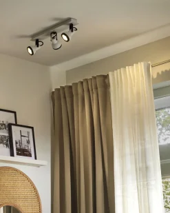 Beliani Kattovalaisin 3 Polttimoa Rauta Valkoinen/Musta Baro Discount