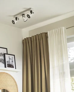 Beliani Kattovalaisin 3 Polttimoa Rauta Valkoinen/Musta Baro Discount