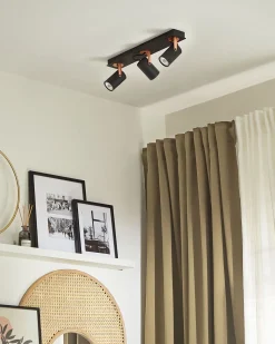 Beliani Kattovalaisin 3 Polttimoa Metalli Musta Klip Best Sale