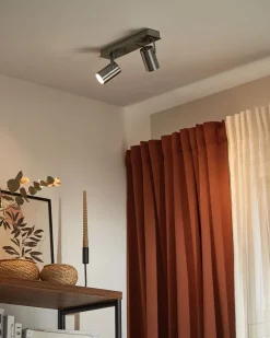 Beliani Kattovalaisin 2 Polttimoa Metalli Hopea Klip Best