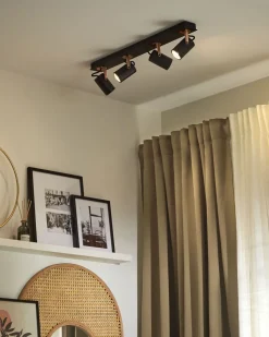 Beliani Kattovalaisin 4 Polttimoa Metalli Musta Klip Cheap