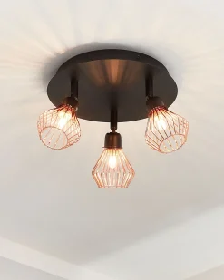 Beliani Kattovalaisin 3 Polttimoa Metalli Musta/Kupari Volga Best Sale