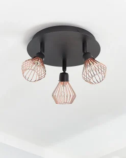 Beliani Kattovalaisin 3 Polttimoa Metalli Musta/Kupari Volga Best Sale