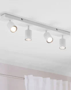 Beliani Kattovalaisin 4 Polttimoa Metalli Valkoinen Tigris Online