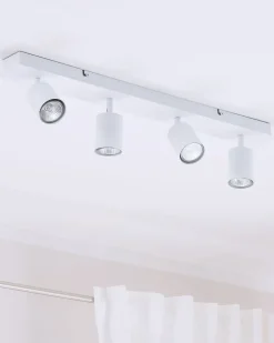 Beliani Kattovalaisin 4 Polttimoa Metalli Valkoinen Tigris Online