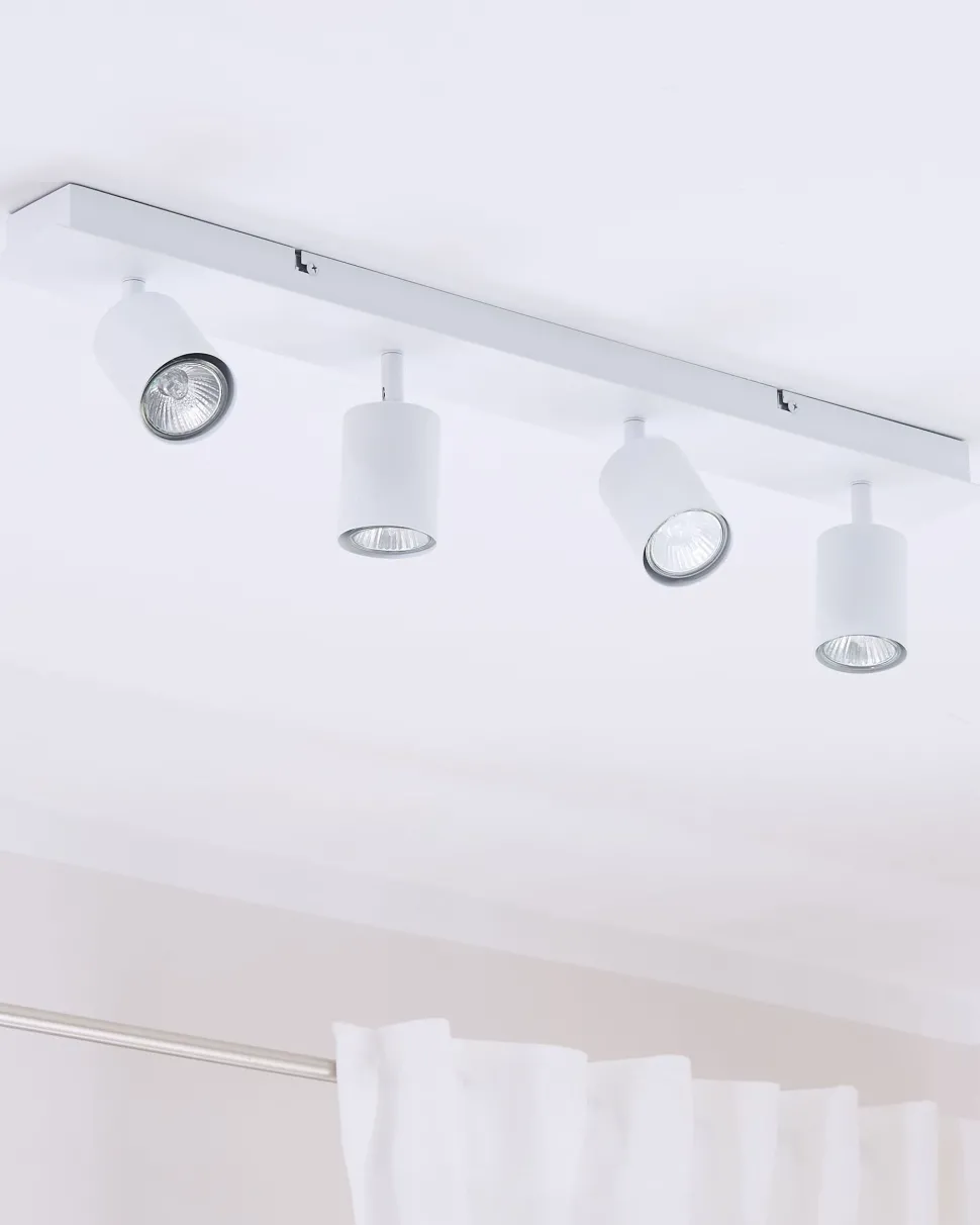 Beliani Kattovalaisin 4 Polttimoa Metalli Valkoinen Tigris Online