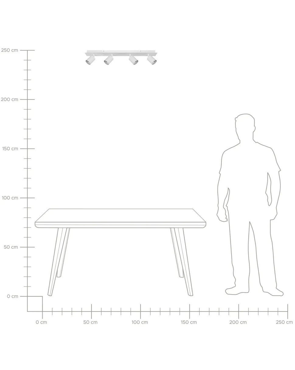 Beliani Kattovalaisin 4 Polttimoa Metalli Valkoinen Tigris Online
