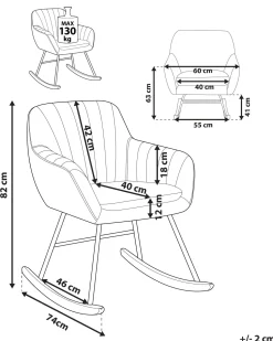 Beliani Keinutuoli Sametti Harmaa Liarum Outlet