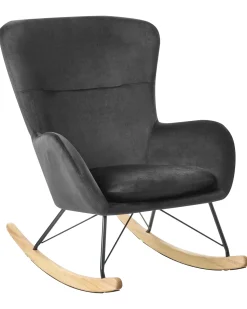 Beliani Keinutuoli Sametti Musta Ellan Clearance