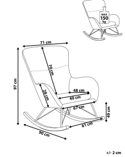 Beliani Keinutuoli Sametti Musta Ellan Clearance
