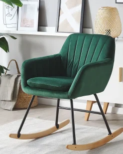 Beliani Keinutuoli Sametti Smaragdinvihrea Liarum Best Sale