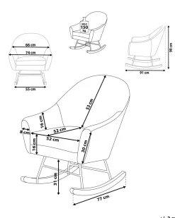 Beliani Keinutuoli Sametti Vaaleanharmaa Oxie New