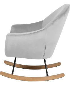 Beliani Keinutuoli Sametti Vaaleanharmaa Oxie New