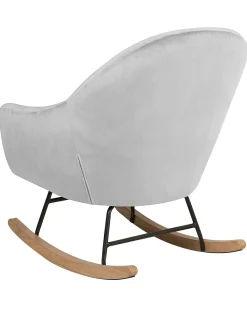 Beliani Keinutuoli Sametti Vaaleanharmaa Oxie New