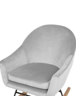 Beliani Keinutuoli Sametti Vaaleanharmaa Oxie New
